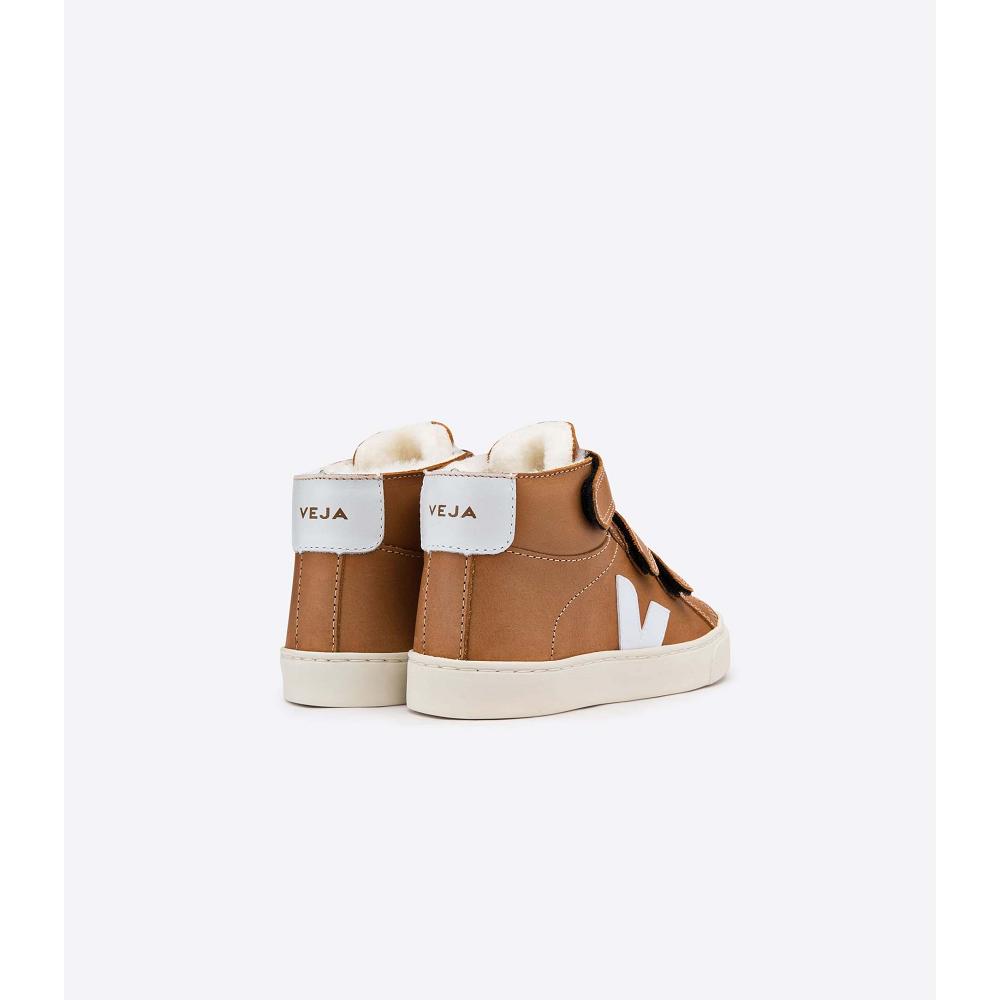 Veja ESPLAR MID FURED LEATHER Høye Barn Kaffe | NO 687WNB